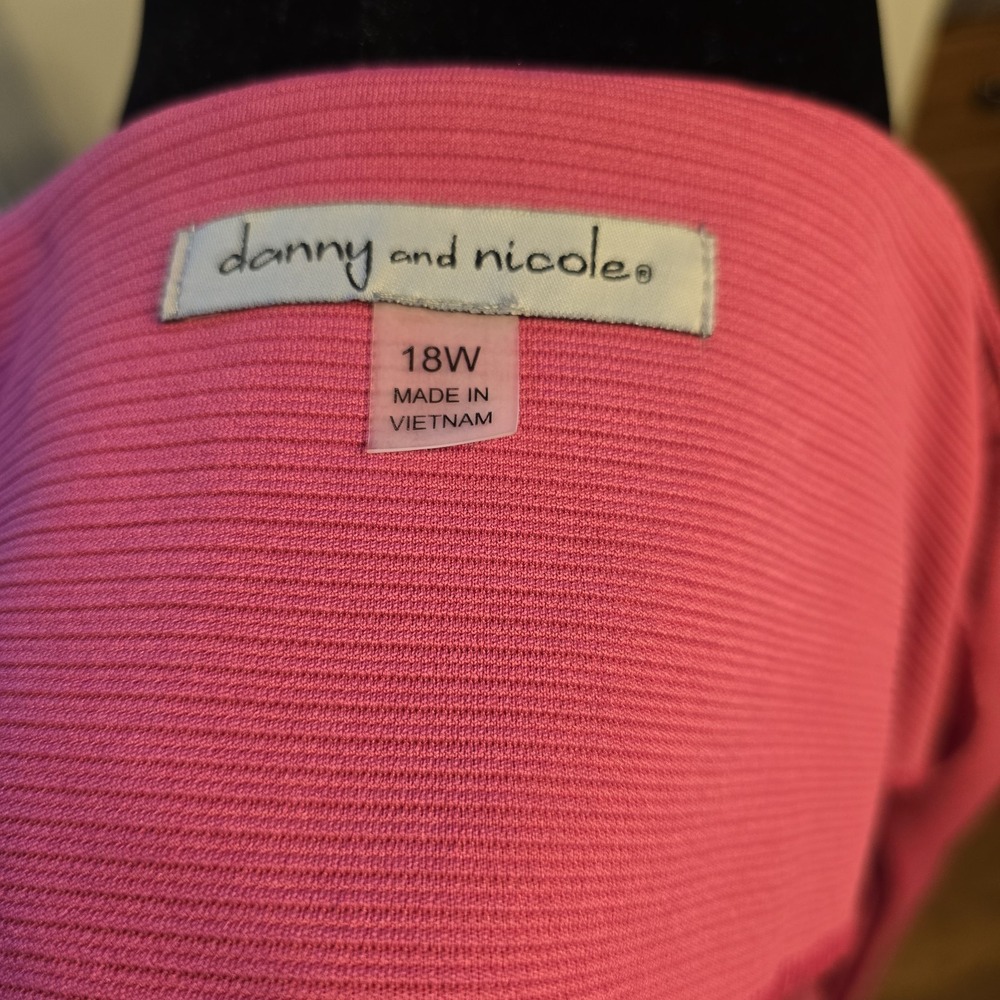 Danny And Nicole Open Front Blazer‎ Bell Sleeve Textured Knit Pink Plus Size 18W - Picture 7 of 10